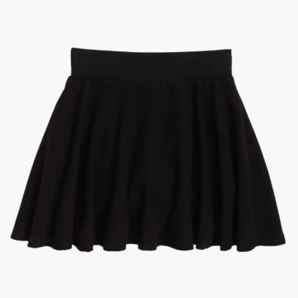 Nordstrom Brand Organic Cotton Knit Black Skater Skirt